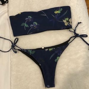 Navy blue floral bikini